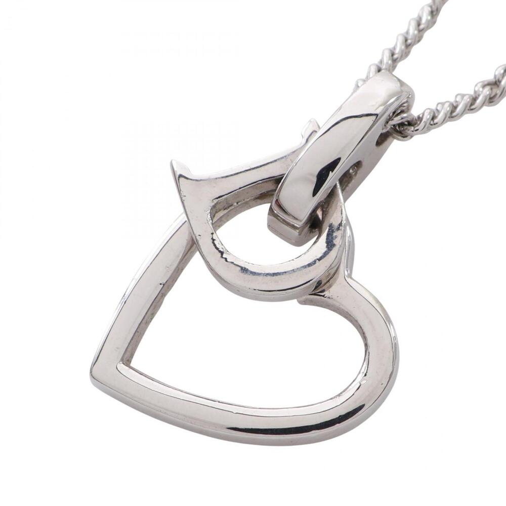Christian Dior Dior D-logo heart necklace, metal jewelry, women's, silver tone.